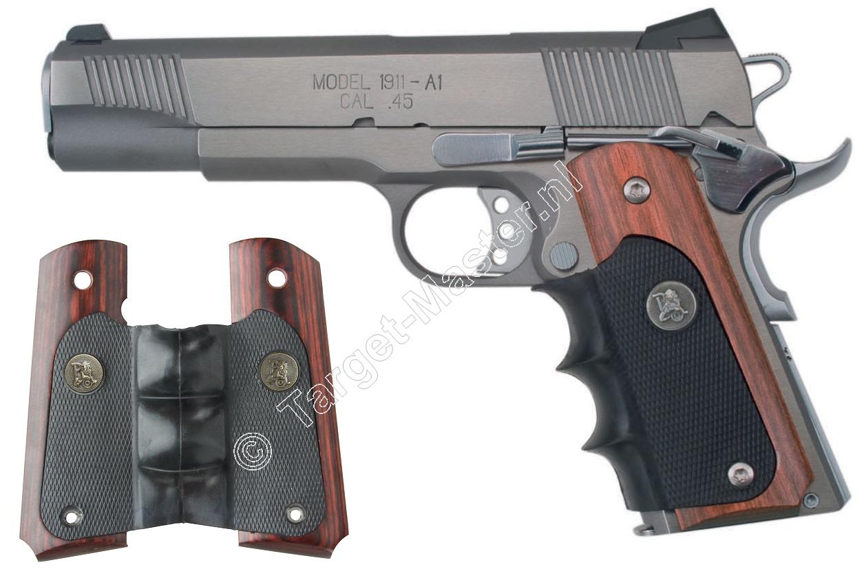 Pachmayr AMERICAN LEGEND GRIP Finger Grooves COLT 1911 Rosewood Burgundy